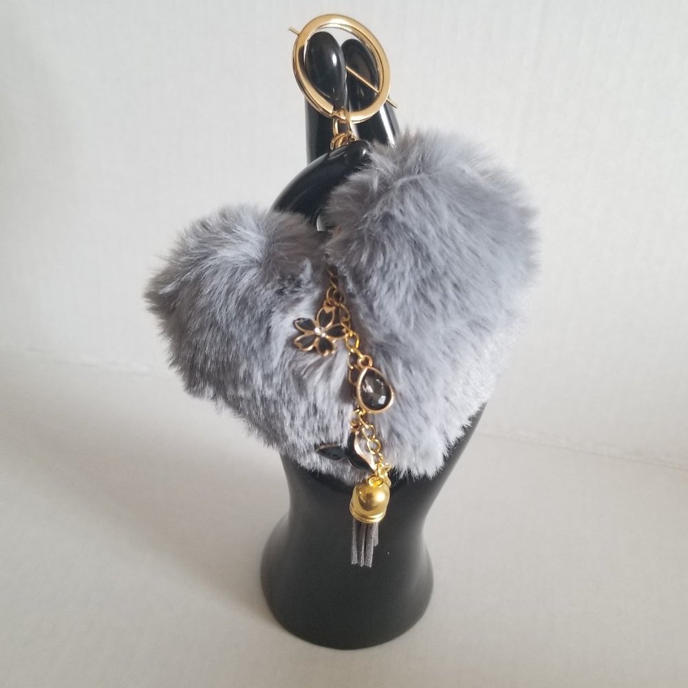 Heart Pom Pom Keychain with Charms